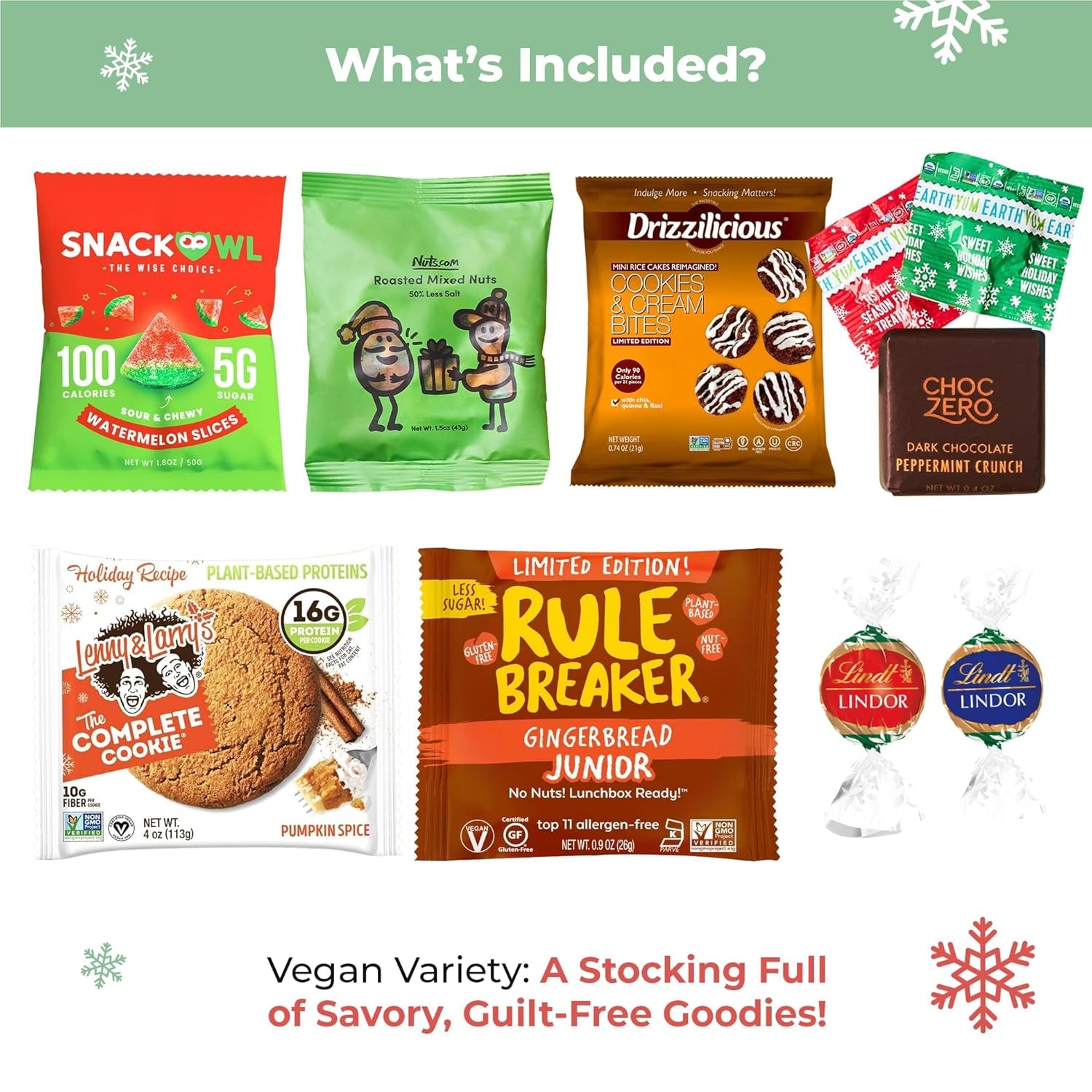 Vegan Snacks Stocking Stuffers: Pre-Filled Christmas Vegan Stockings of Candies Gourmet Snacks, Vegan Chocolate Treats - Holiday Vegan Food Gift for Women, Men, Adults, Families and Kids