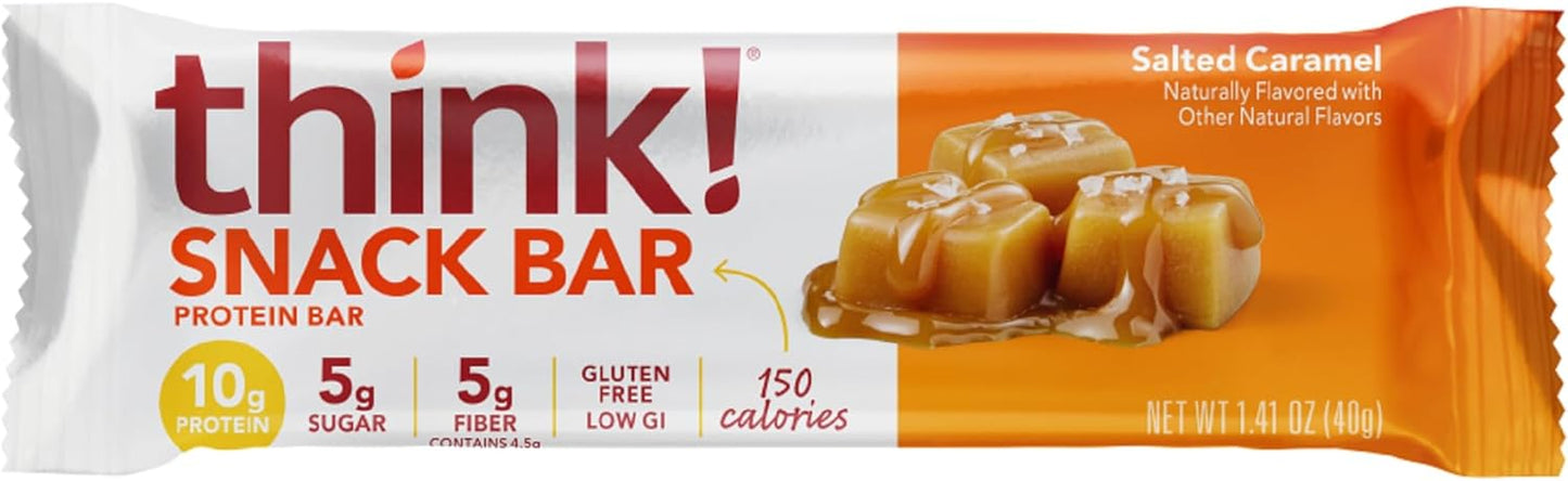 Protein Bars with Chicory Root for Fiber, Salted Caramel, Snack Bars without Artificial Sweeteners, 1.4 Oz, 10 Ct