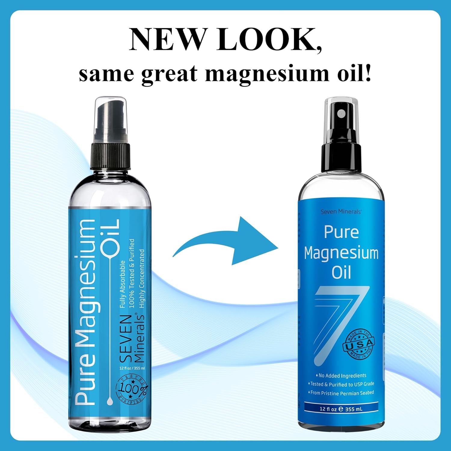 , Pure Magnesium Oil Spray - Big 12 Oz (Lasts 9 Months) - USP Grade Magnesium Spray for Feet and Body, No Unhealthy Trace Minerals - from Ancient Underground Permian Seabed in USA