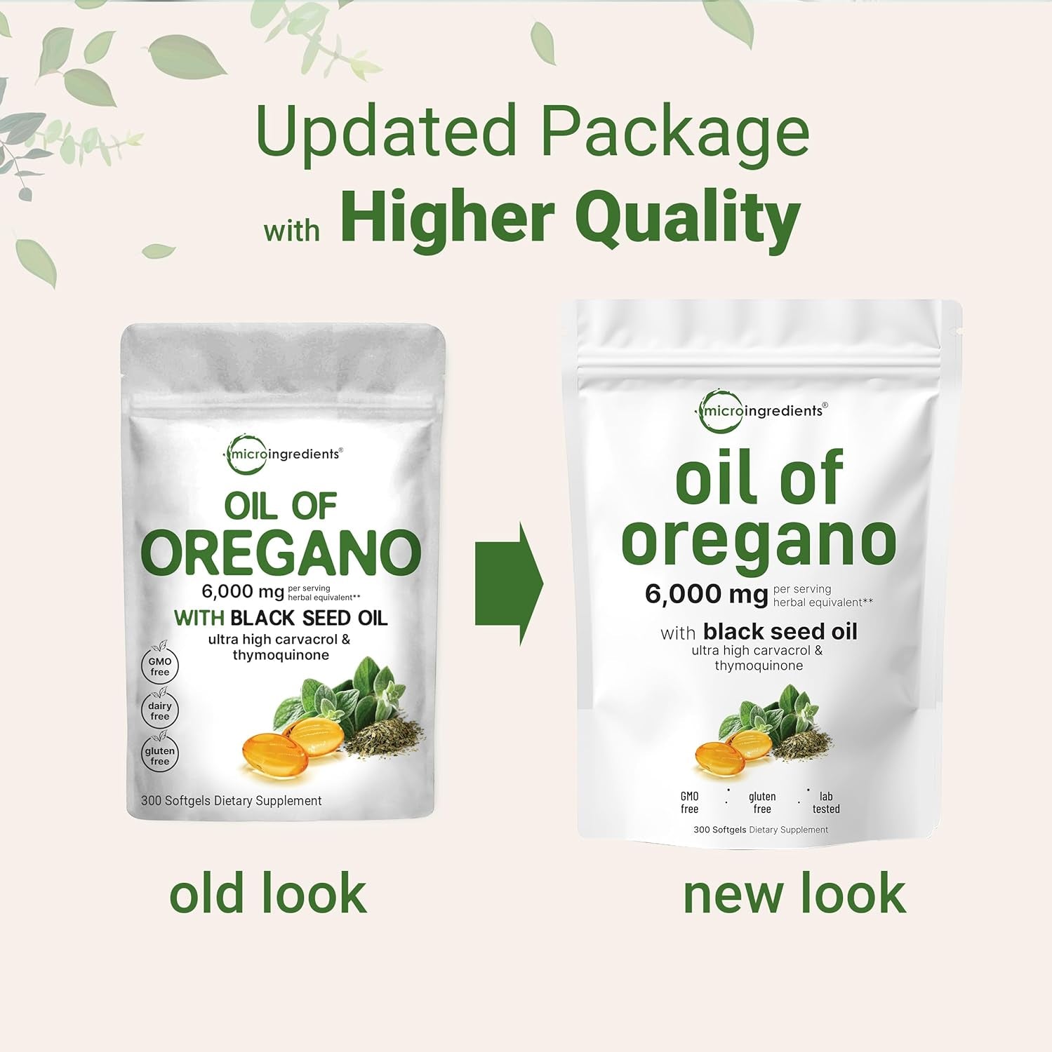 Oil of Oregano Softgels 6000Mg per Serving, 300 Count | 2 in 1 Formulated with Black Seed Oil 200Mg, 4X Strength Carvacrol & Thymoquinone | Plant Based, Non-Gmo & Immune Support