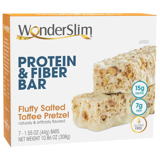 Protein & Fiber Bar, Salted Toffee Pretzel, 15G Protein, 7G Fiber, Gluten Free (7Ct)