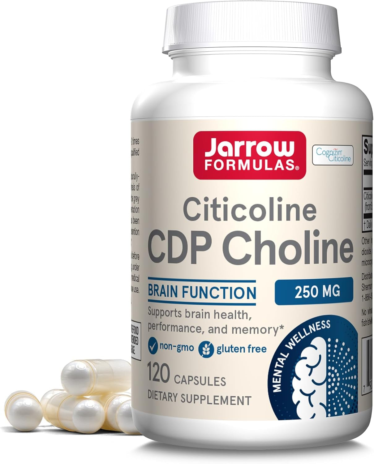 Citicoline CDP Choline 250 MG, CDP Choline Supplement Supports Brain Health, Performance and Memory, 120 Capsules, up to a 120 Day Supply
