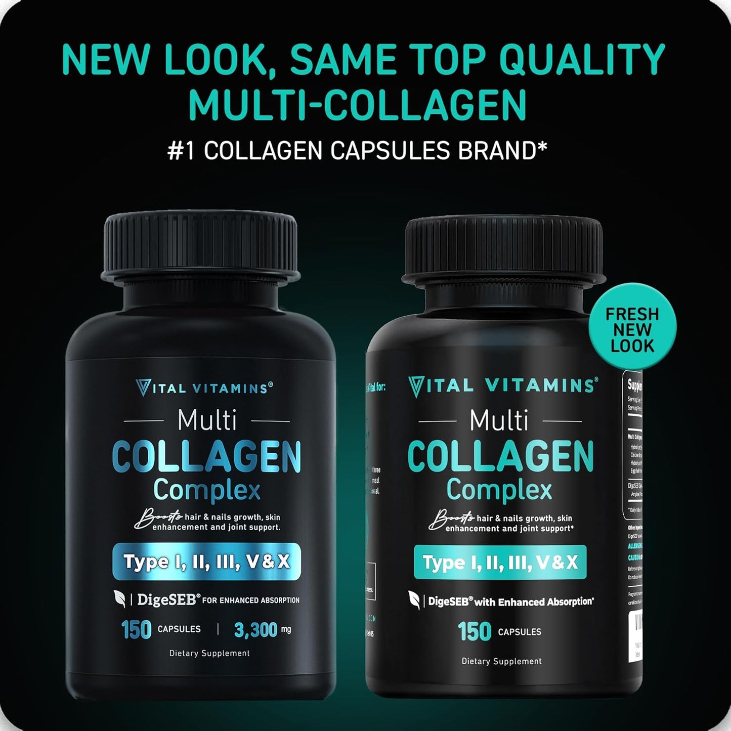 Collagen for Women & Men - Type I, II, III, V, X Multi Collagen Pills - Grass Fed, Non-Gmo - 150 Capsules