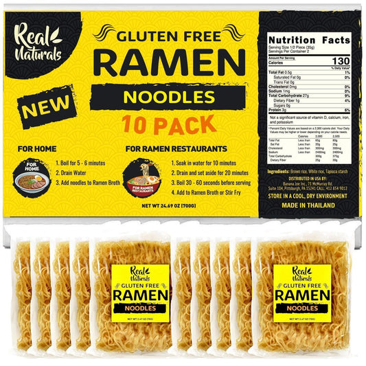 Gluten Free Ramen Noodles Low Sodium Ramen (10 Pieces) Plain Ramen Noodles. Restaurant Grade. Japanese Healthy Ramen Noodles from Brown Rice