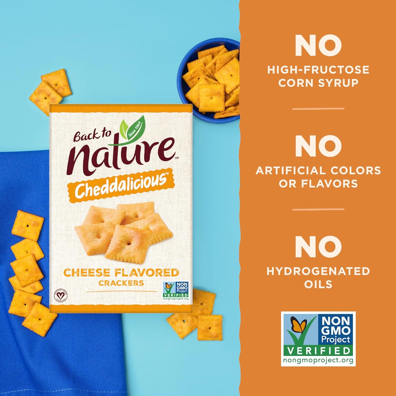 Cheese Flavored Crackers - Non-Gmo, Made with Wheat Flour, Vegan, Delicious & Quality Snacks, Cheddalicious, 6 Ounce