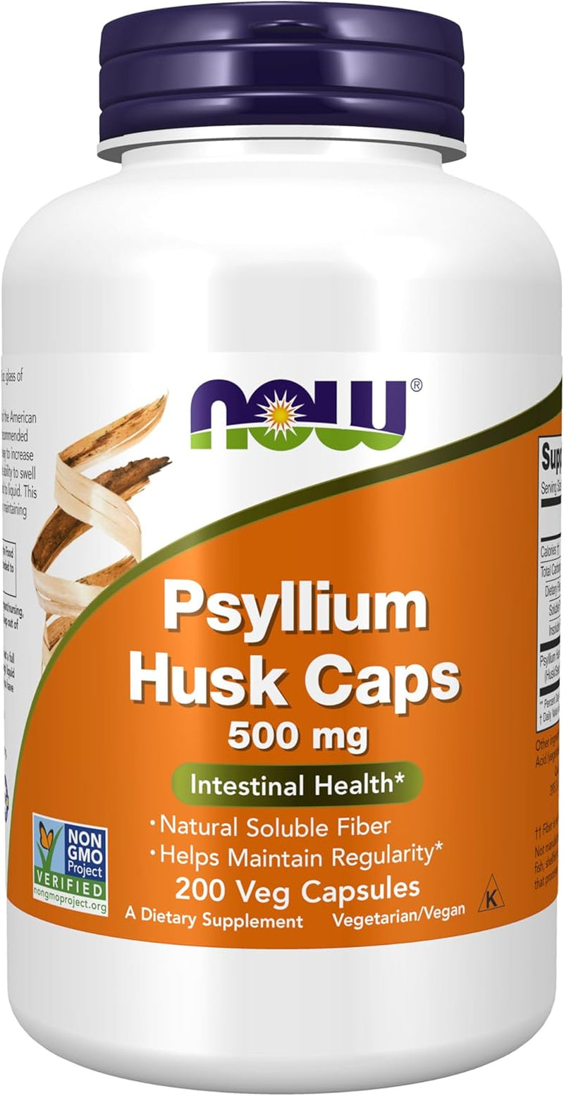 Supplements, Psyllium Husk Caps 500 Mg, Non-Gmo Project Verified, Natural Soluble Fiber, Intestinal Health*, 200 Veg Capsules