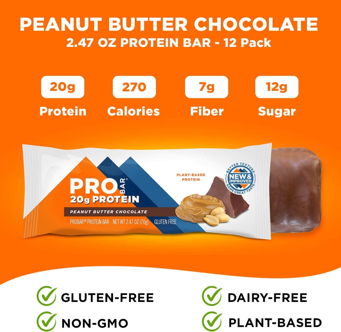 - PROTEIN Bar, Peanut Butter Chocolate, Non-Gmo, Gluten-Free, Healthy, Plant-Based Whole Food Ingredients, Natural Energy (12 Count)