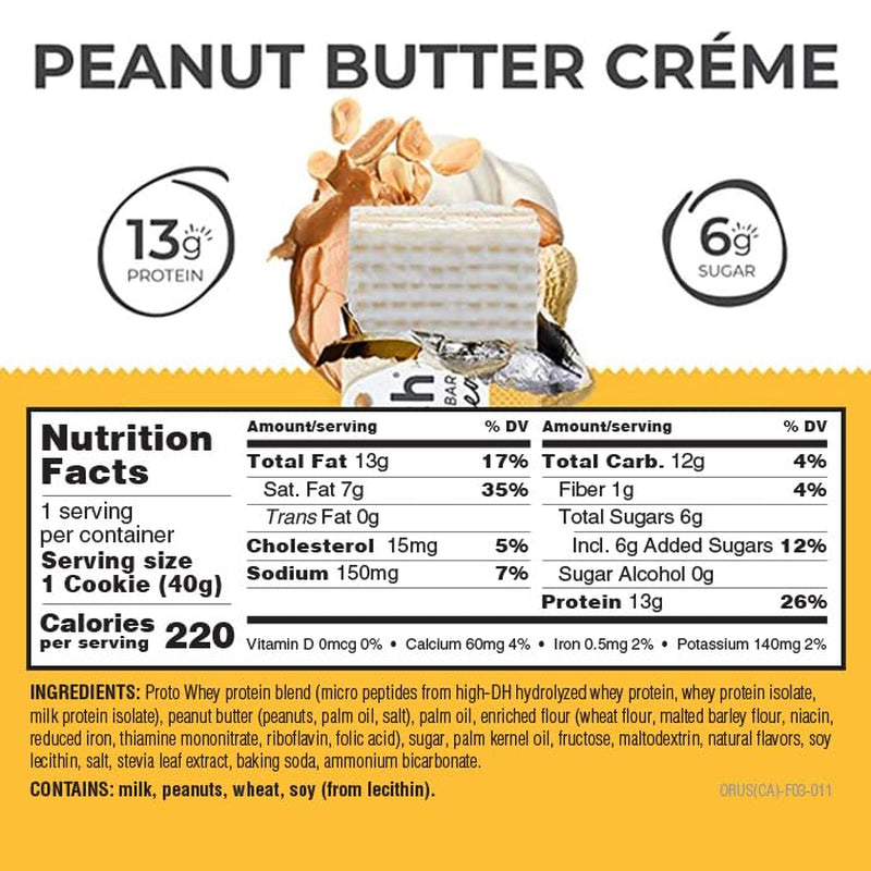 Protein Wafer Bars, High Protein Snacks with Delicious Taste, Peanut Butter Crème, 1.4 Ounce (12 Count)