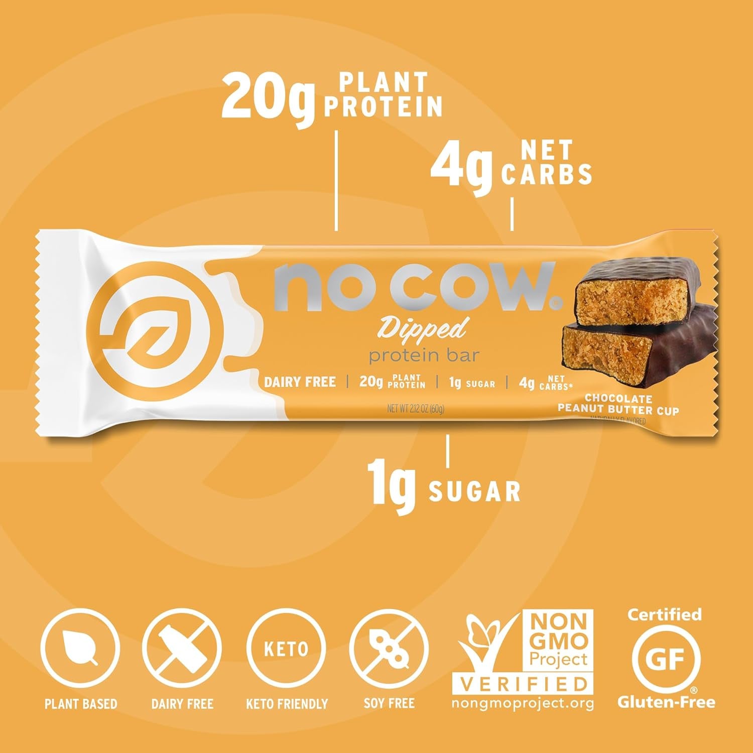 High Protein Bars, Chocolate Peanut Butter Cup - Healthy Snacks, 20G Vegan Protein, High Fiber, Low Sugar, Keto Friendly, Dairy & Gluten Free (12 Count)