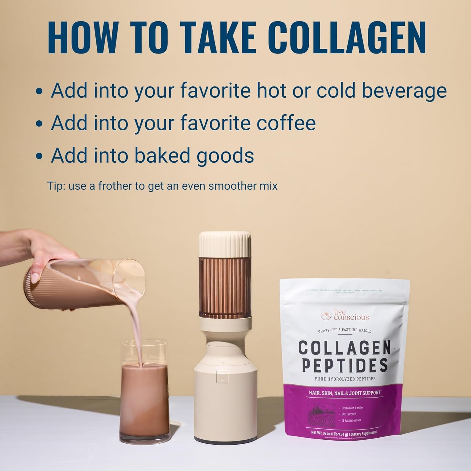 Collagen Peptides Powder - Naturally-Sourced Hydrolyzed Collagen Powder - Hair, Skin, Nail, and Joint Support - Type I & III Grass-Fed Collagen Supplements for Women and Men - 16Oz