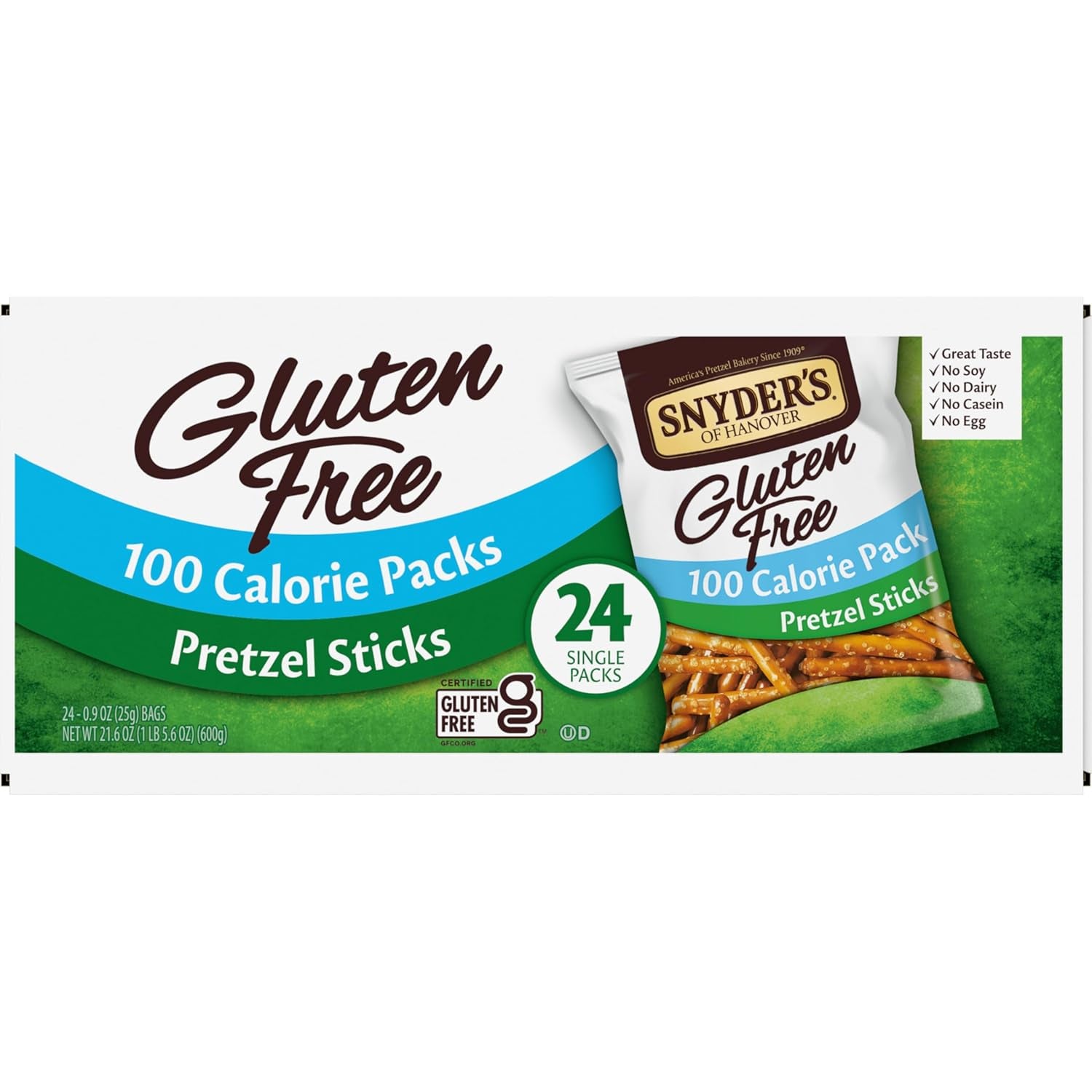 Gluten Free Pretzel Sticks, 100 Calorie Individual Packs, 24 Ct