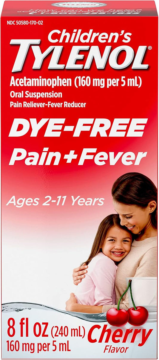 Children'S Liquid Pain Relief & Fever Medicine, Oral Suspension, Dye-Free, Acetaminophen, Aspirin-Free, Ibuprofen-Free, High Fructose Corn Syrup-Free; Cherry Flavor, 8 Fl. Oz.; Pack of 1