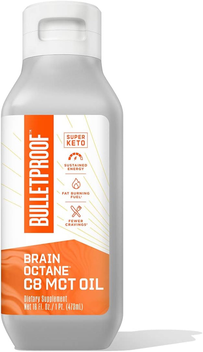 Brain Octane C8 MCT Oil, 16 Ounces, Keto Supplement for Sustained Energy and Fewer Cravings