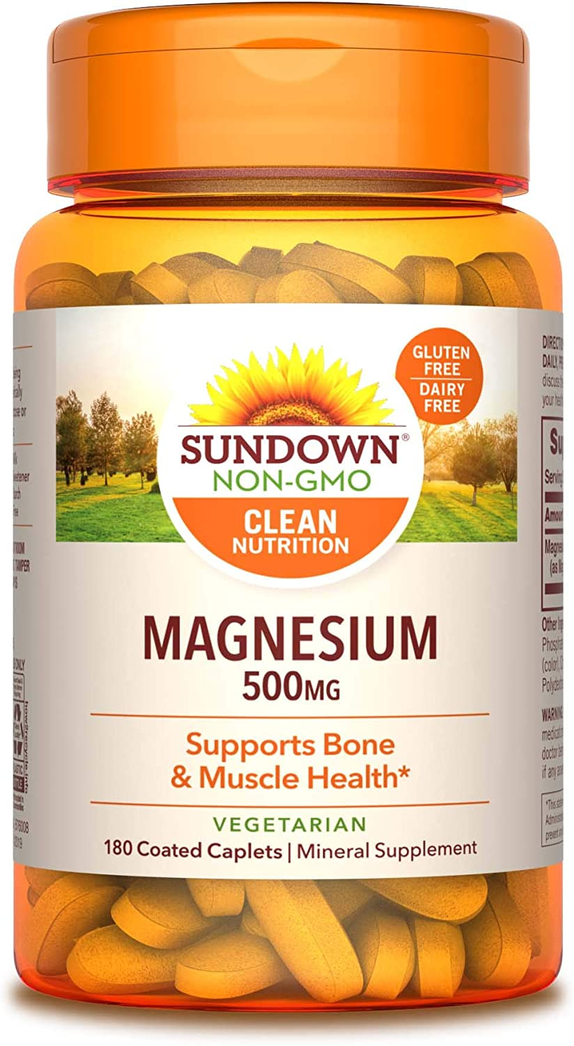 Magnesium Supplement, Non-Gmo, Gluten-Free, Dairy-Free, Vegetarian, 500Mg Coated Caplets, 180 Count, 6 Month Supply