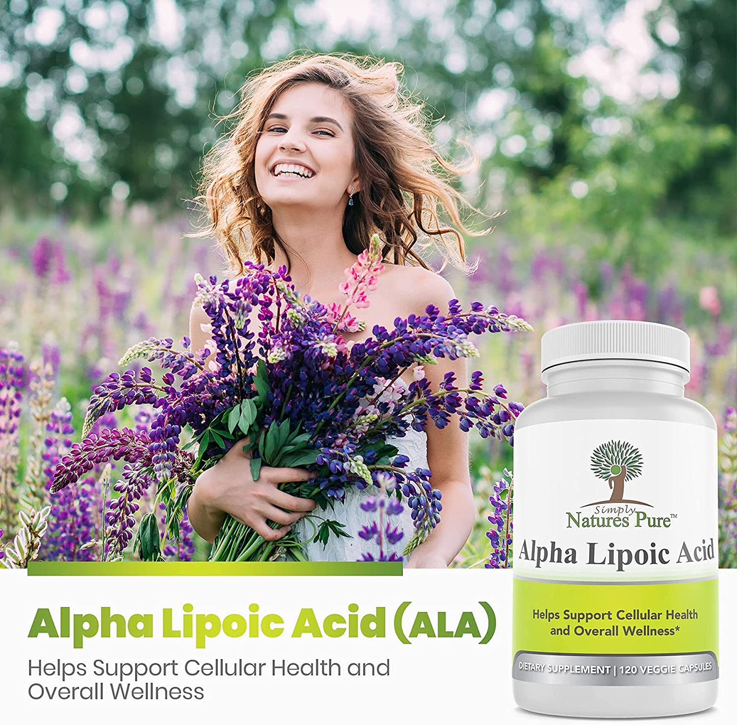 Simply Nature'S Pure Alpha Lipoic Acid 600Mg 120 Veggie Capsules RLA R-LA R-Lipoic S-Lipoic, ALA, Non-Gmo Thioctic Acid 4 Month Supply