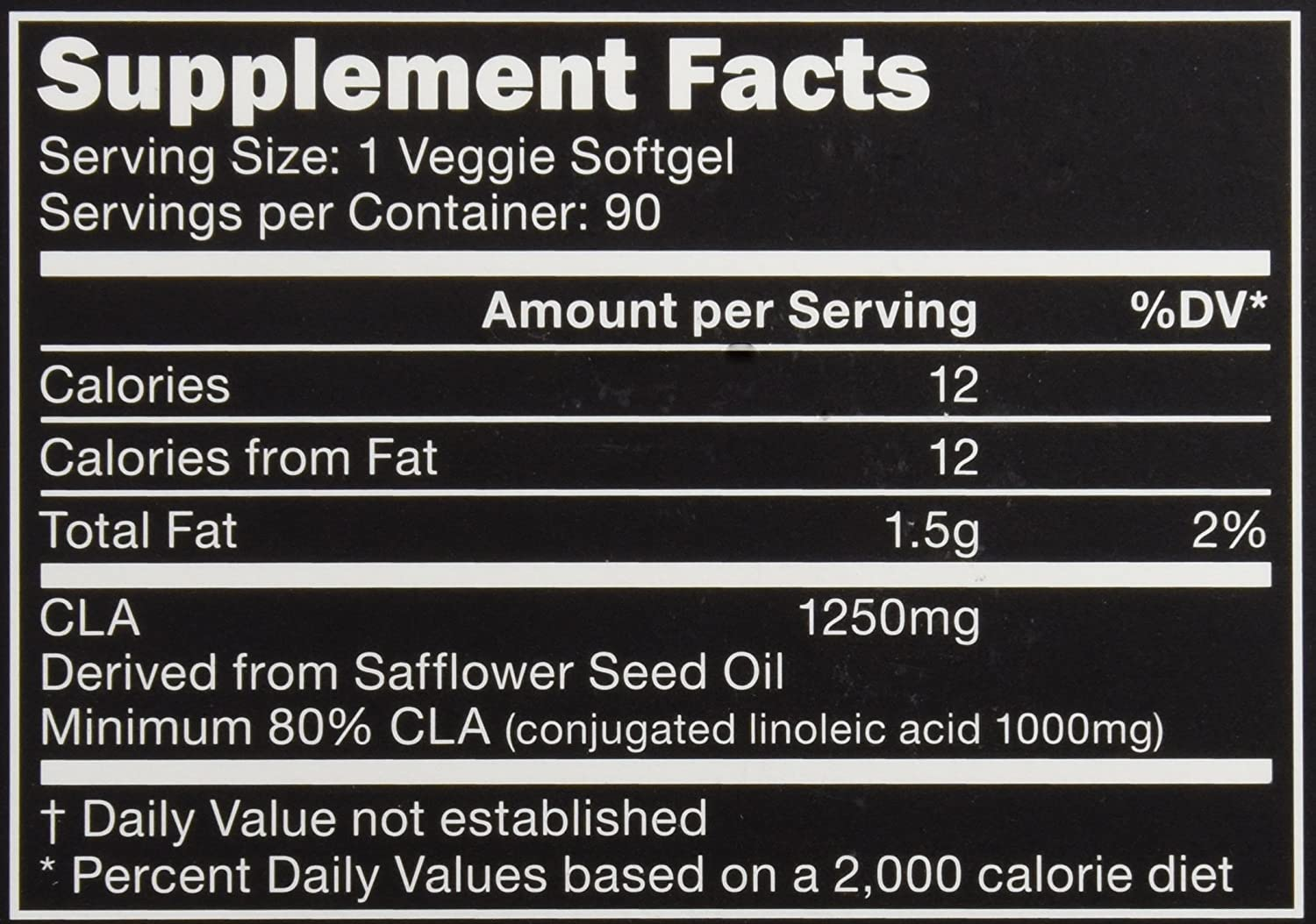 Vegan CLA 1250 - 90 Veggie Softgels | Non-Stimulating Conjugated Linoleic Acid (CLA) | Gluten Free, Non-Gmo Verified