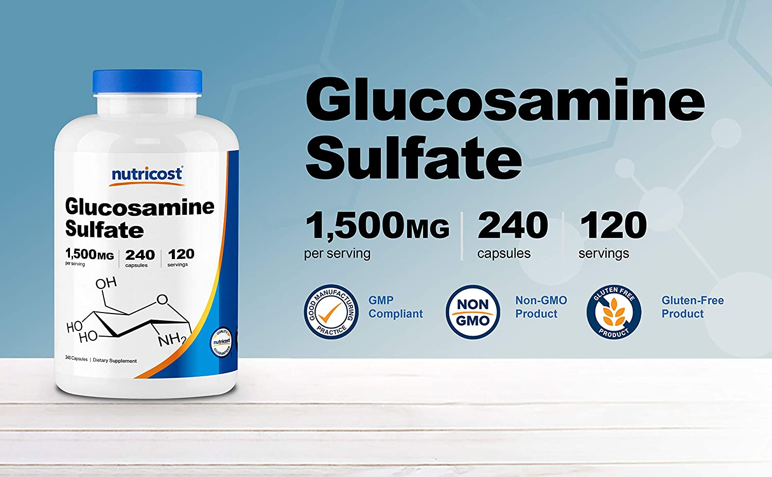 Glucosamine Sulfate 750Mg, 240 Capsules (1500Mg per Serving)