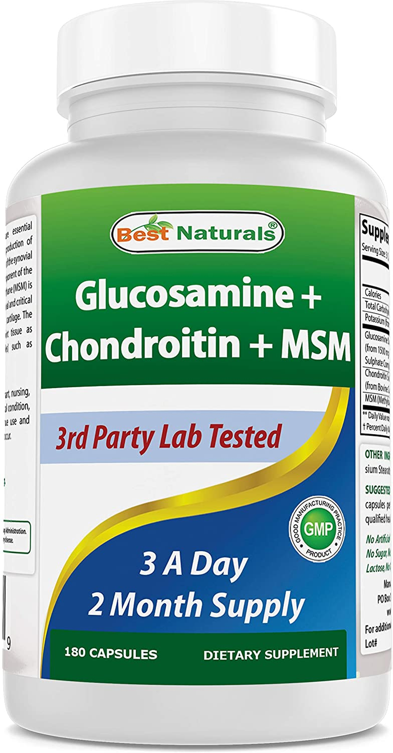 Glucosamine Chondroitin and MSM (Non-Gmo) - Promotes Joint Health - 180 Count