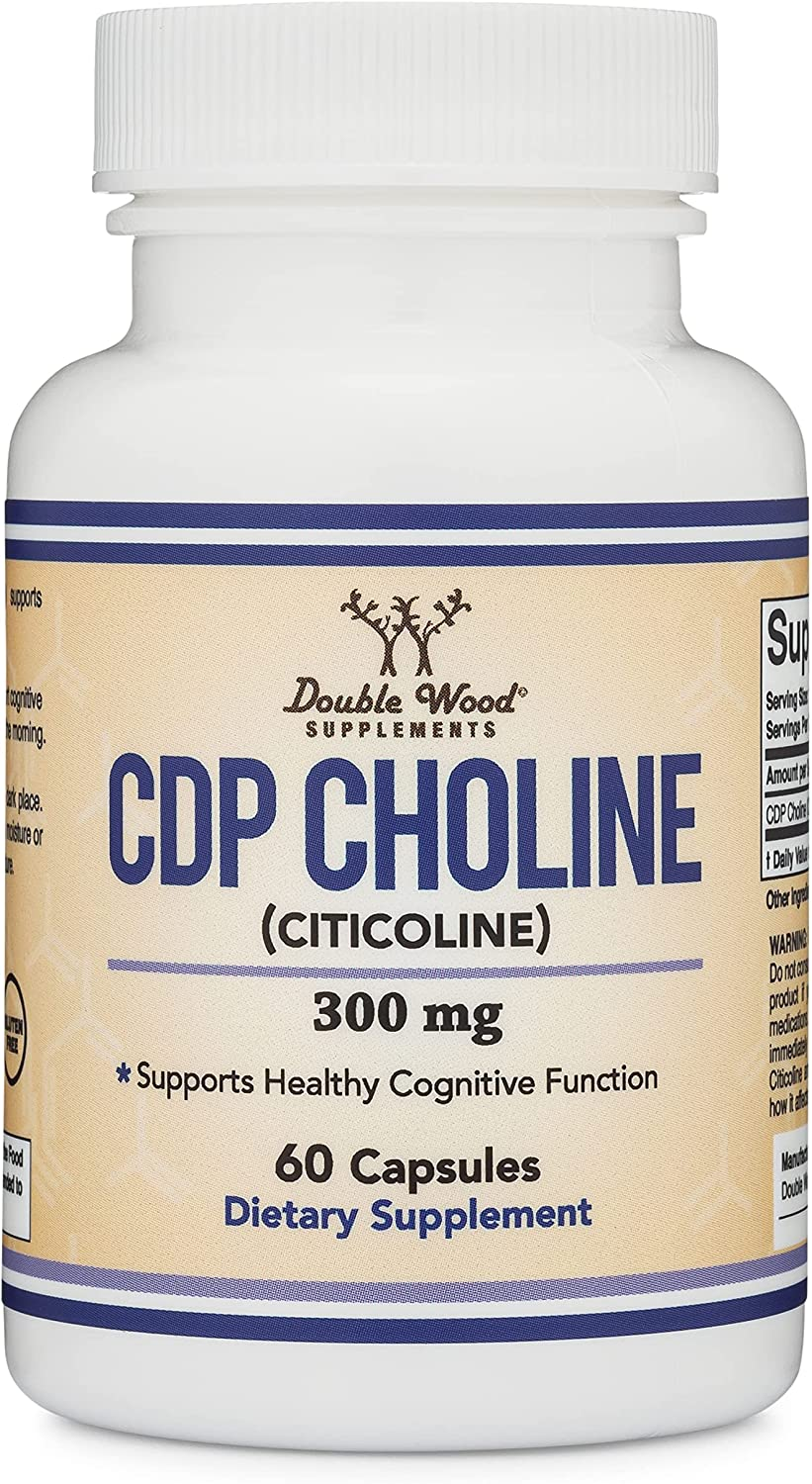 CDP Choline (Citicoline) Supplement, Pharmaceutical Grade, Manufactured in USA (60 Capsules 300Mg)