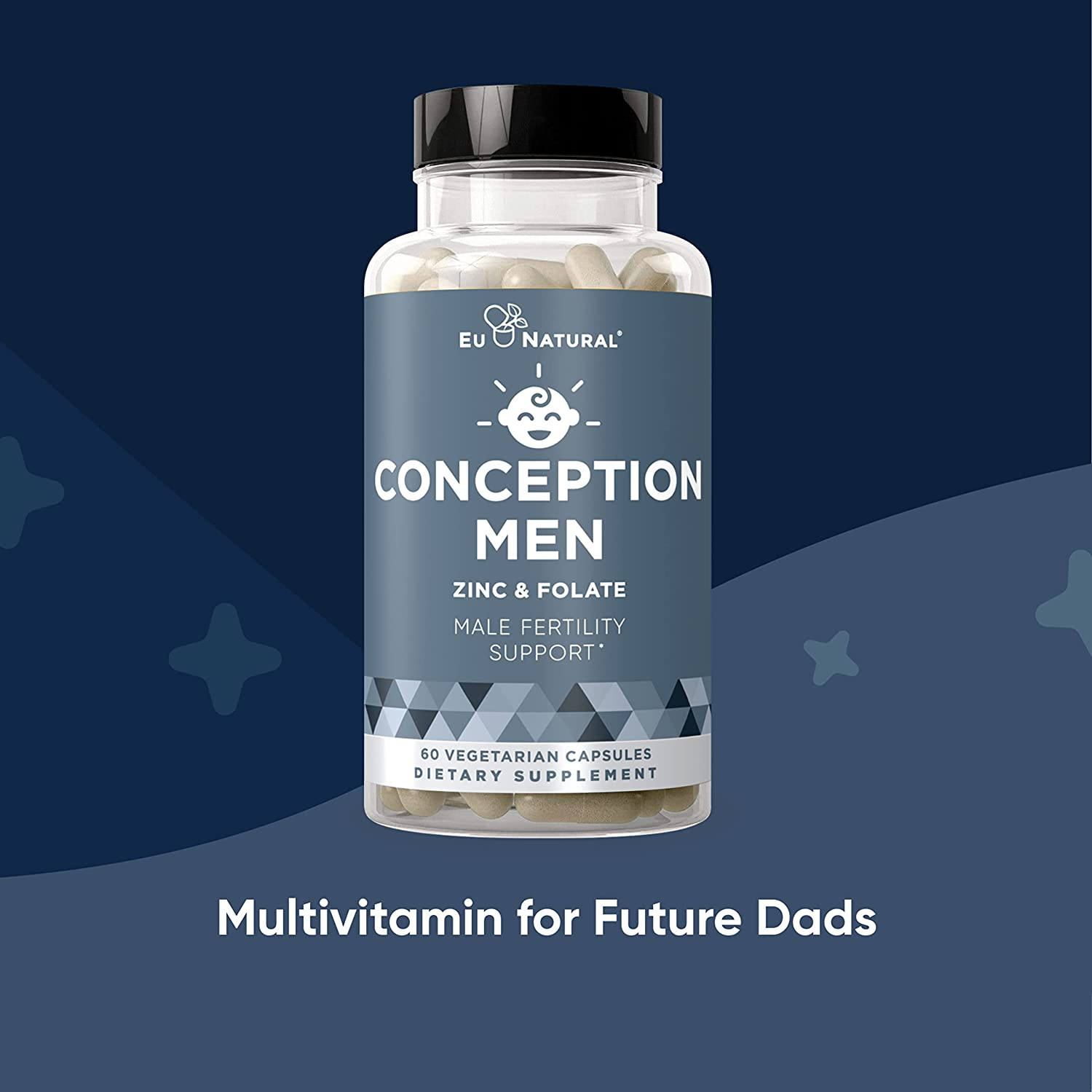 Conception Men Fertility Vitamins – Male Optimal Count & Healthy Volume Production – Zinc, Folate, Ashwagandha Pills – 60 Vegetarian Soft Capsules