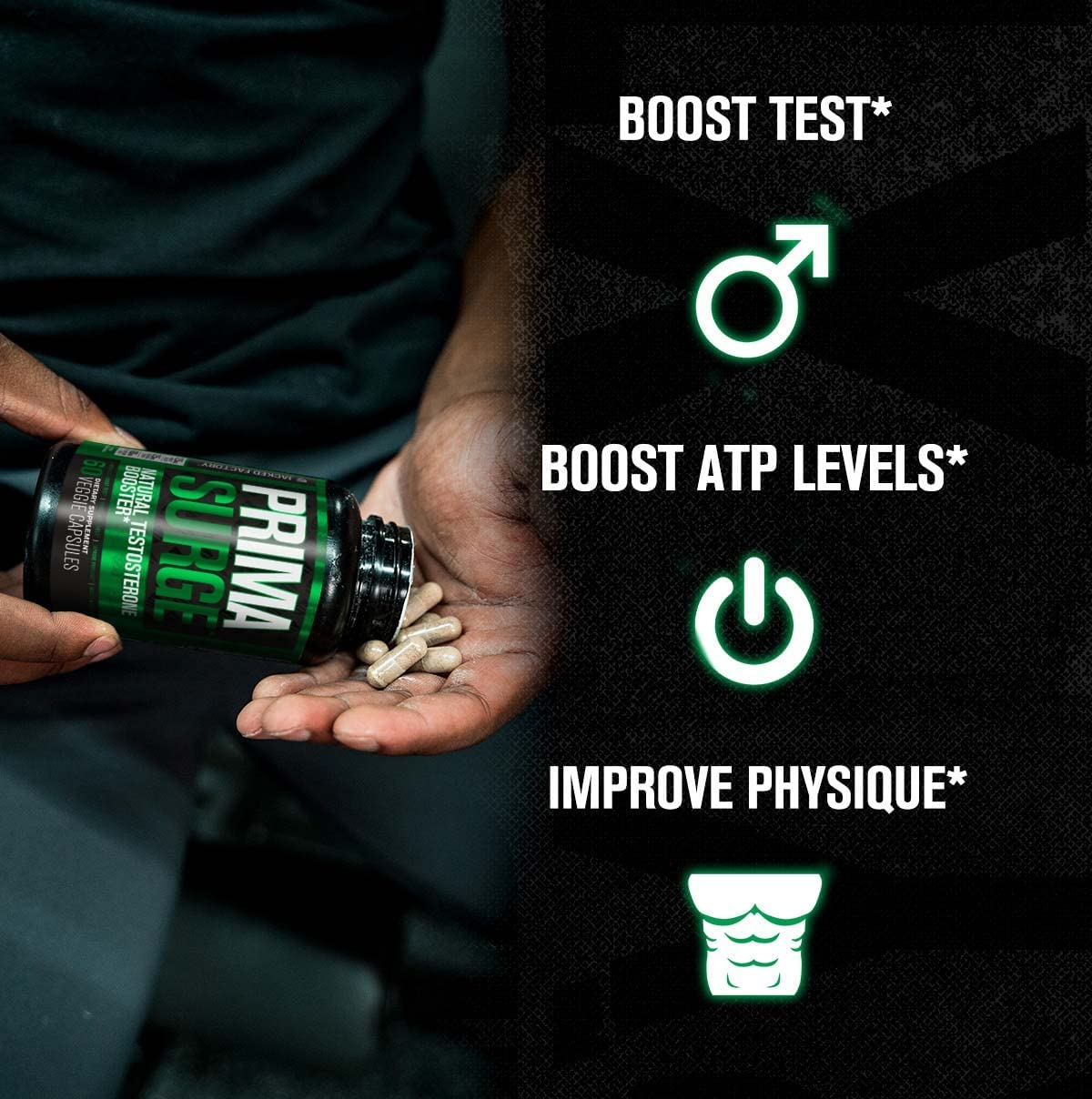 PRIMASURGE Testosterone Booster for Men - Boost Lean Muscle Growth & Strength | Natural Test Booster Supplement W/ Premium Primavie, Ashwagandha & More - 60 Veggie Pills