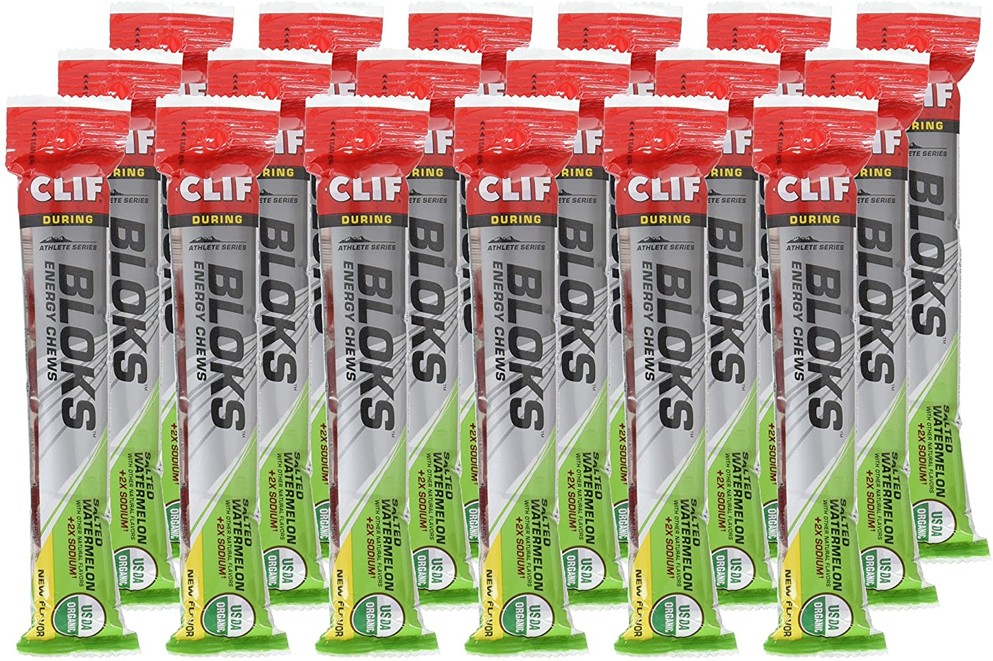 CLIF  - Energy Chews - Salted Watermelon -Non-Gmo - Plant Based Food - Fast Fuel for Cycling and Running -Workout Snack (2.1 Ounce Packet, 18 Count) - (Assortment May Vary)