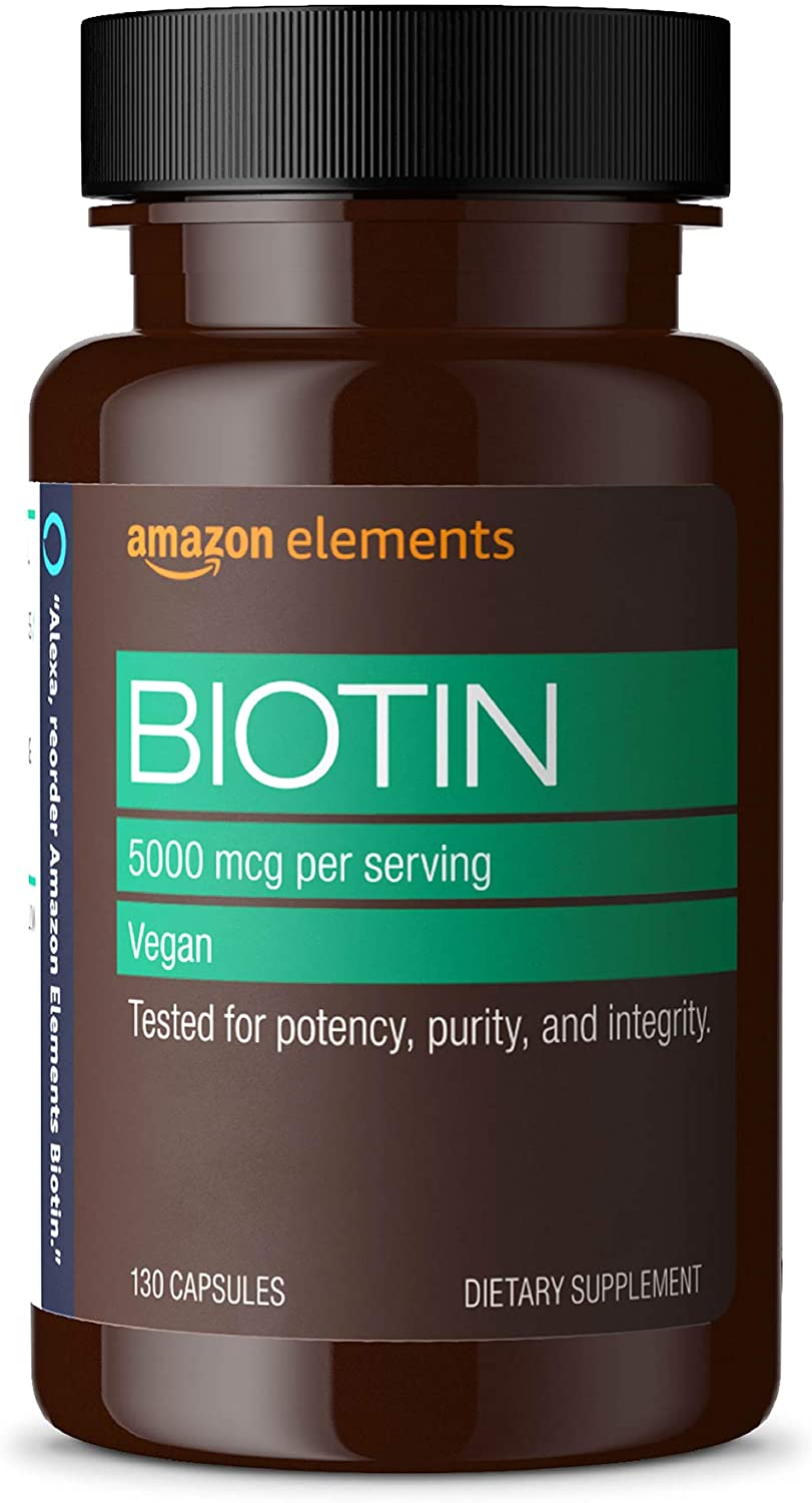 Vegan Biotin 5000 Mcg - Hair, Skin, Nails - 130 Capsules (4 Month Supply) (Packaging May Vary)