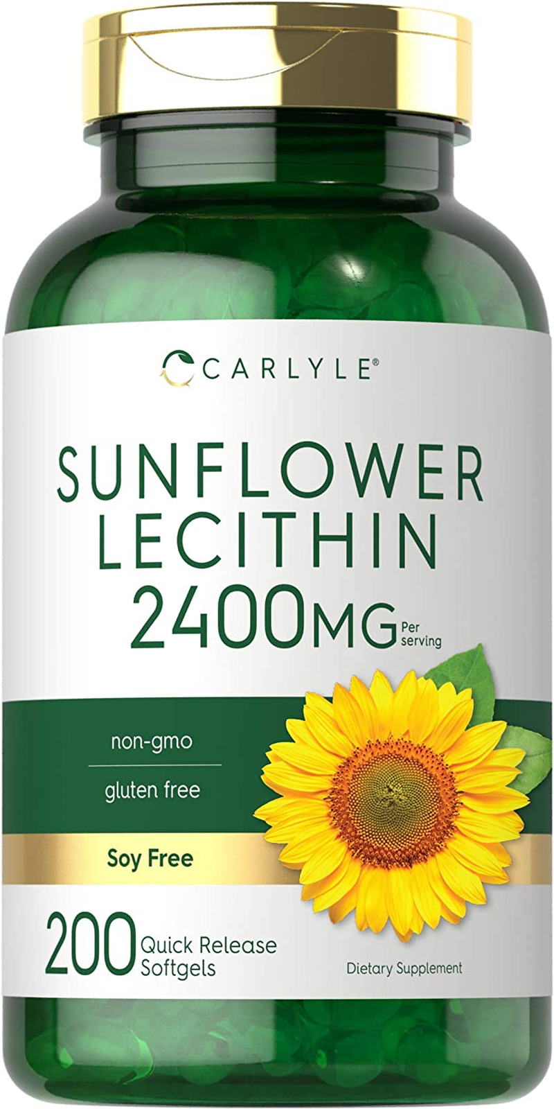 Sunflower Lecithin 2400Mg | 200 Softgel Capsules | Rich in Phosphatidyl Choline | Non-Gmo, Soy Free, Gluten Free Supplement | by