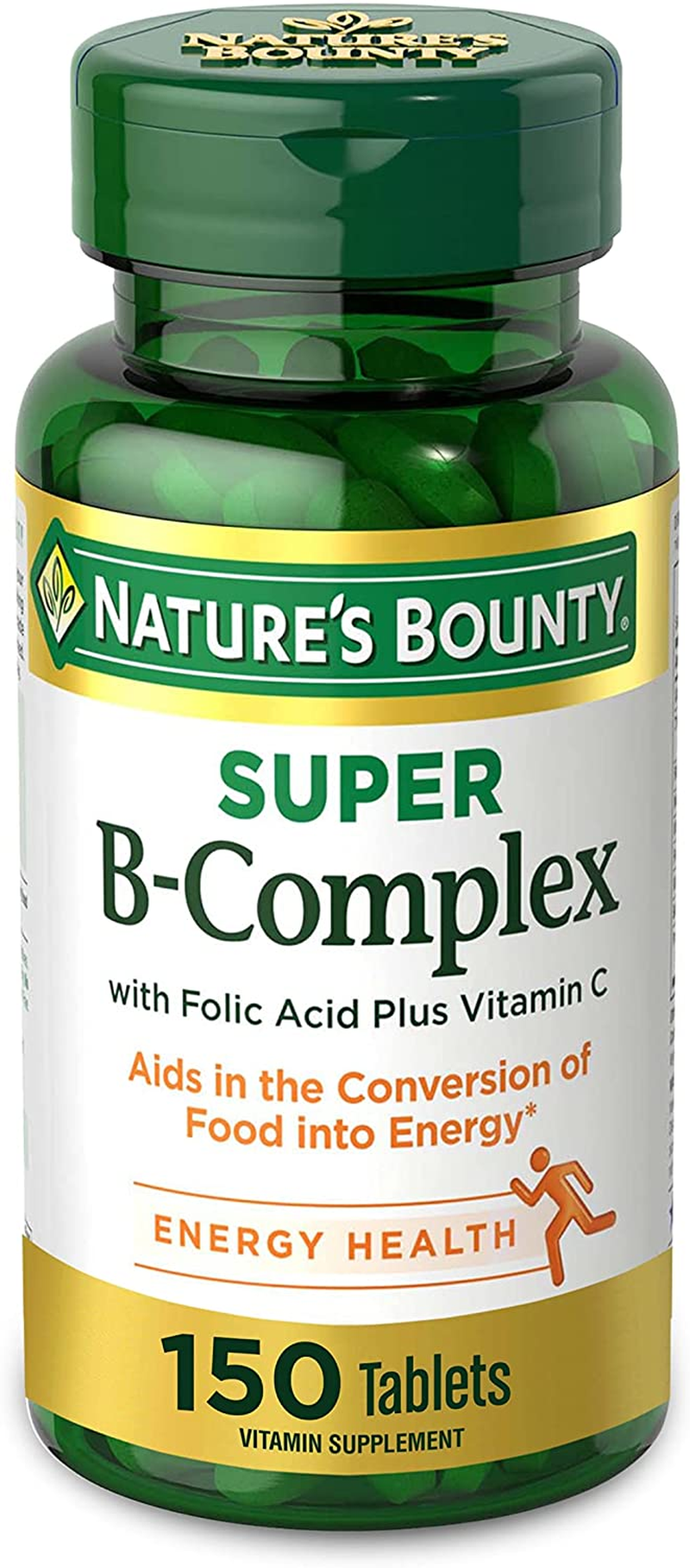 Nature’S Bounty Super B Complex with Vitamin C & Folic Acid, Immune & Energy Support, 150 Tablets