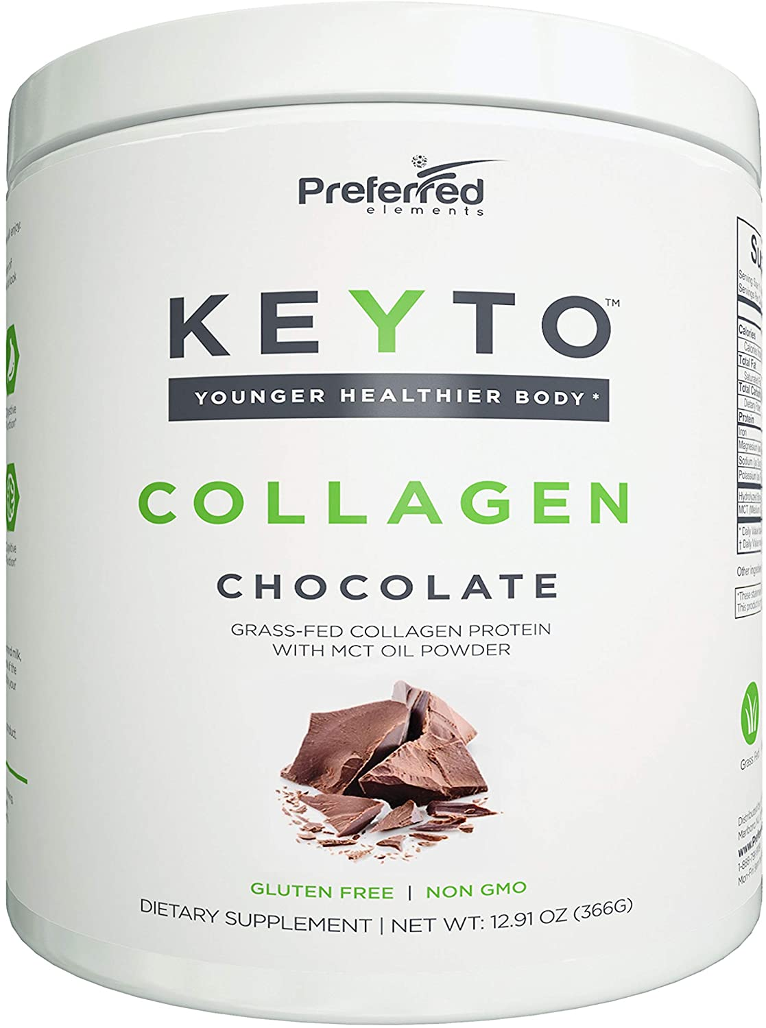 Keto Collagen Protein Powder with MCT Oil – Keto and Paleo Friendly Grass Fed and Pasture Raised Hydrolyzed Collagen Peptides – Fits Low Carb Diet and Keto Snacks – KEYTO Chocolate Flavor