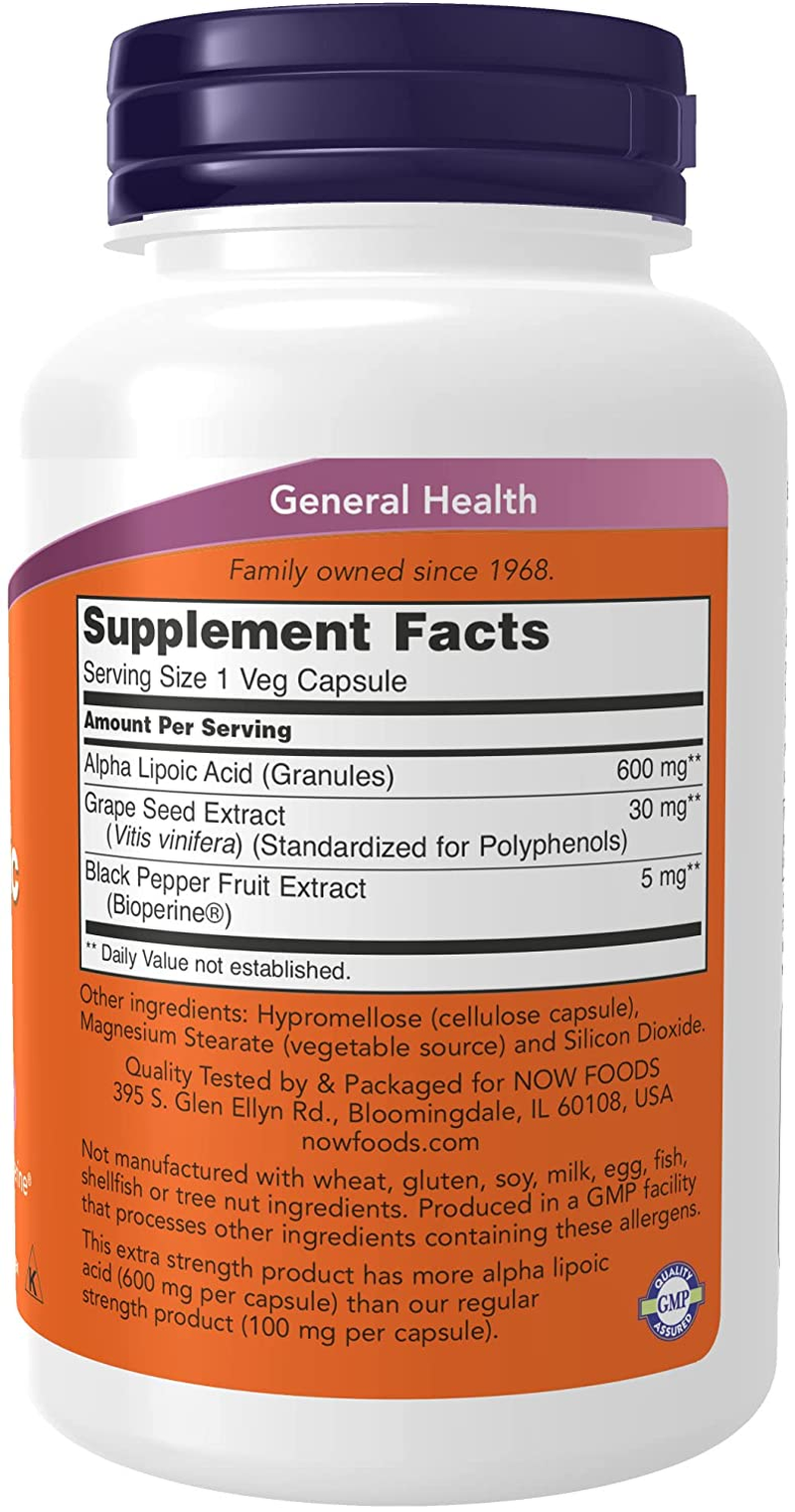 Supplements, Alpha Lipoic Acid 600 Mg with Grape Seed Extract & Bioperine®, Extra Strength, 120 Veg Capsules