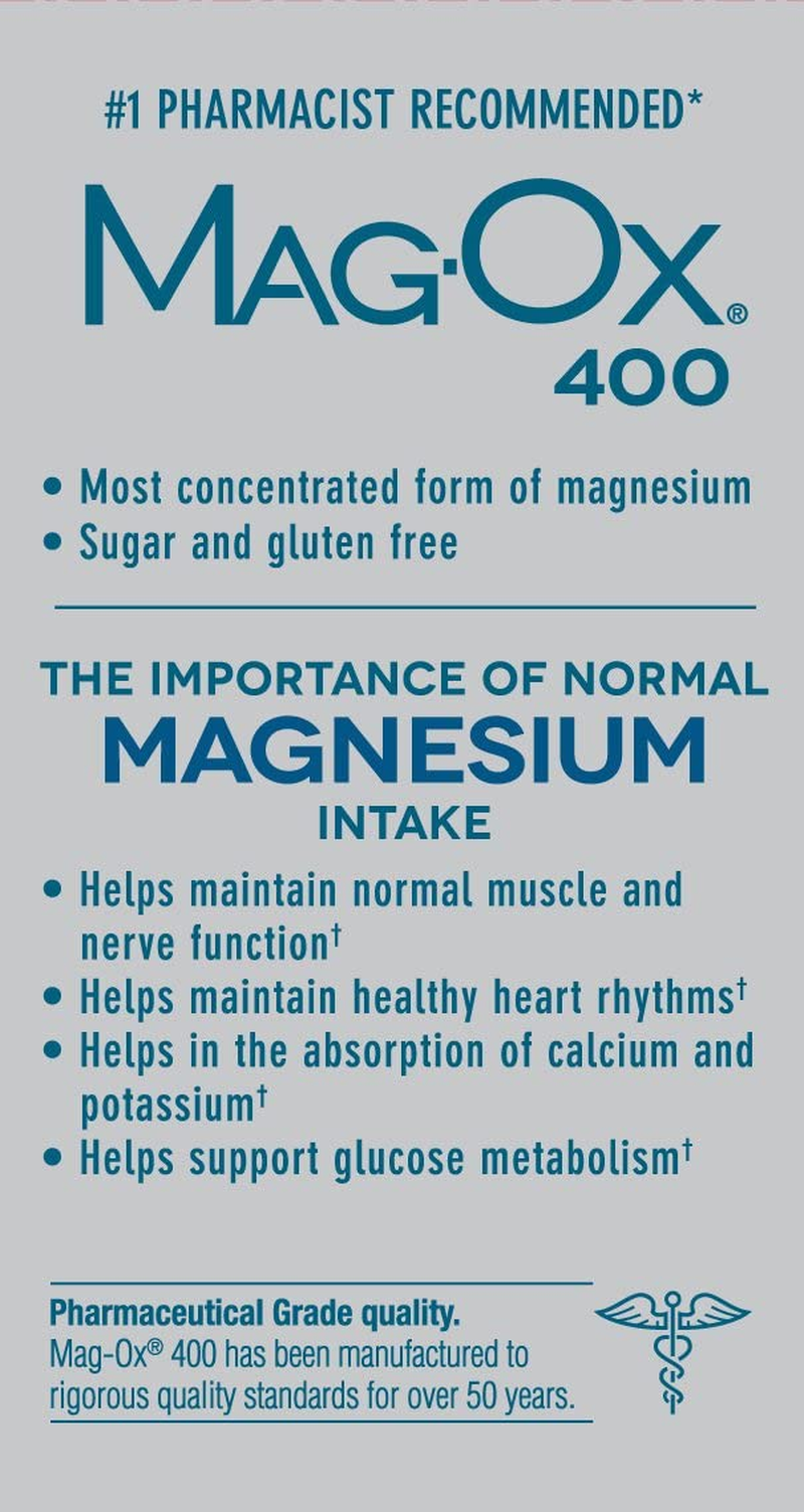 Magnesium Mineral Dietary Supplement Tablets, 483 Mg Magnesium Oxide, 60 Count