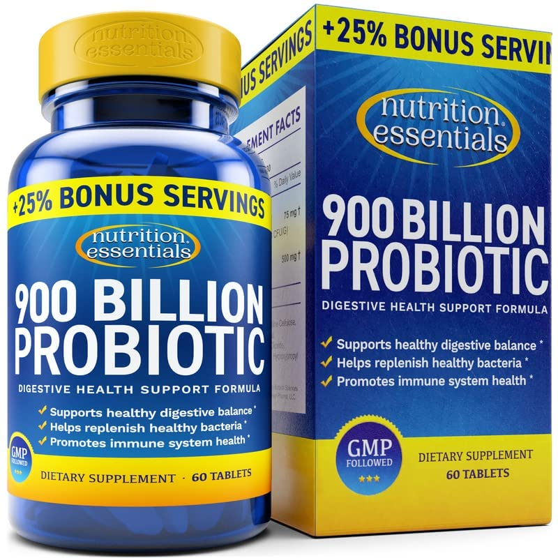 Probiotics for Women & Men - 900 Billion CFU Probiotics Digestive Health - 62% More Stable Probiotic Supplement for Gut Health Support - USA Made Natural Probiotics Formula Prebiotic Blend - 1 Pack