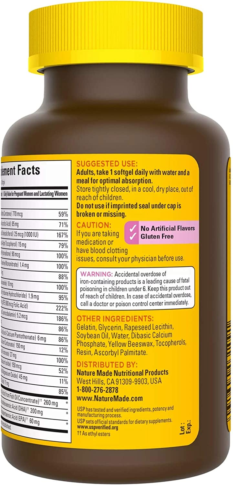 Prenatal with Folic Acid + DHA, Dietary Supplement for Daily Nutritional Support, 110 Softgels, 110 Day Supply