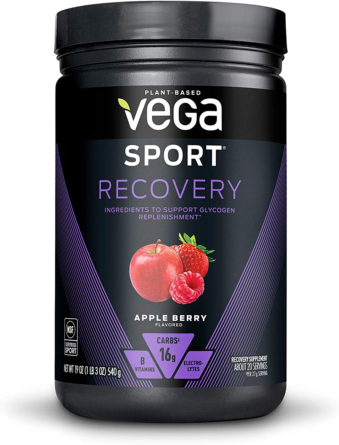 Sport Recovery, Apple Berry, Post Workout Recovery Drink for Women and Men, Electrolytes, Carbohydrates, B-Vitamins, Vitamin C and Protein, n, Gluten Free, Dairy Free (20 Servings)