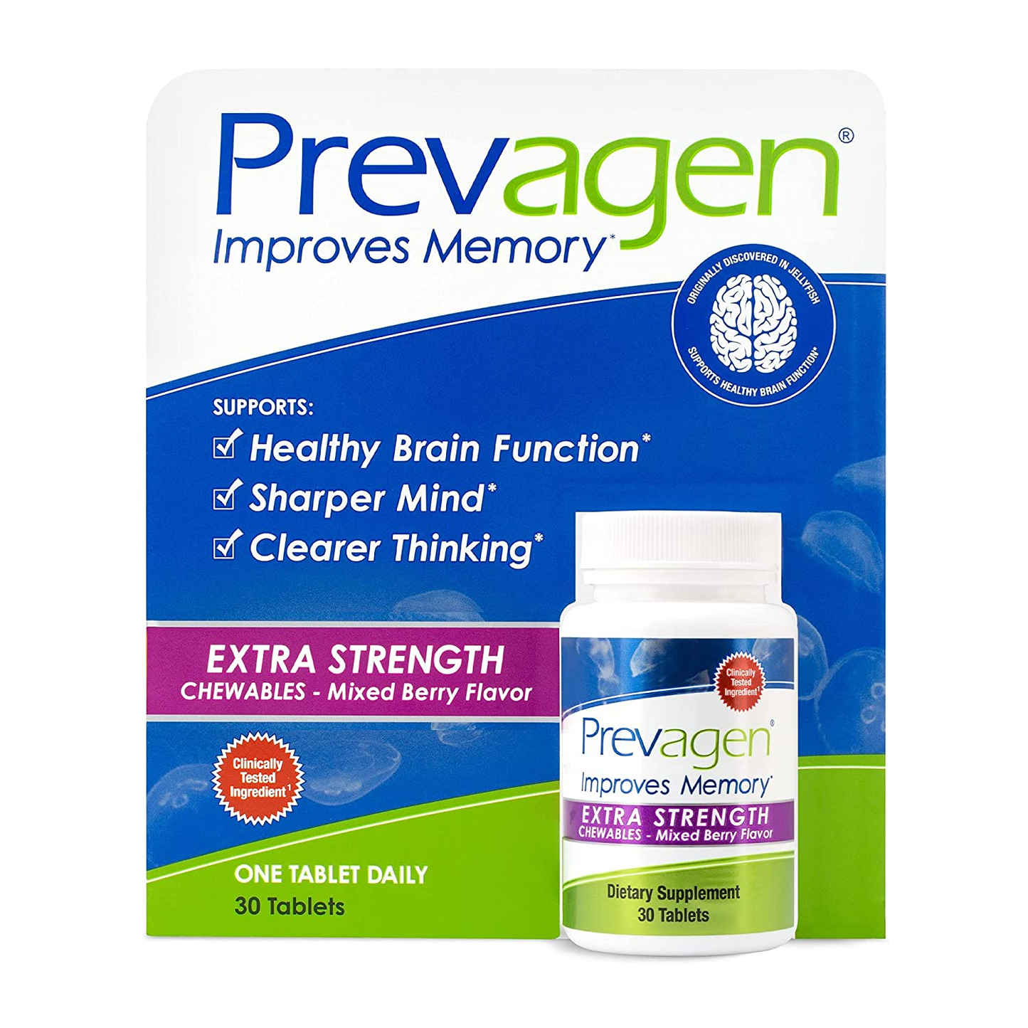 Improves Memory - Extra Strength 20Mg, 30 Chewables |Mixed Berry| with Apoaequorin & Vitamin D | Brain Supplement for Better Brain Health, Supports Healthy Brain Function and Clarity