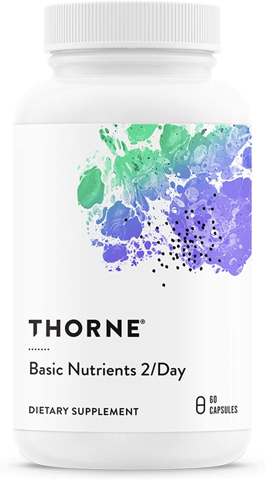 Thorne Basic Nutrients 2/Day - Complete Multivitamin/Mineral Formula - Gluten-Free, Dairy-Free, Soy Free - 60 Capsules (30 Servings)