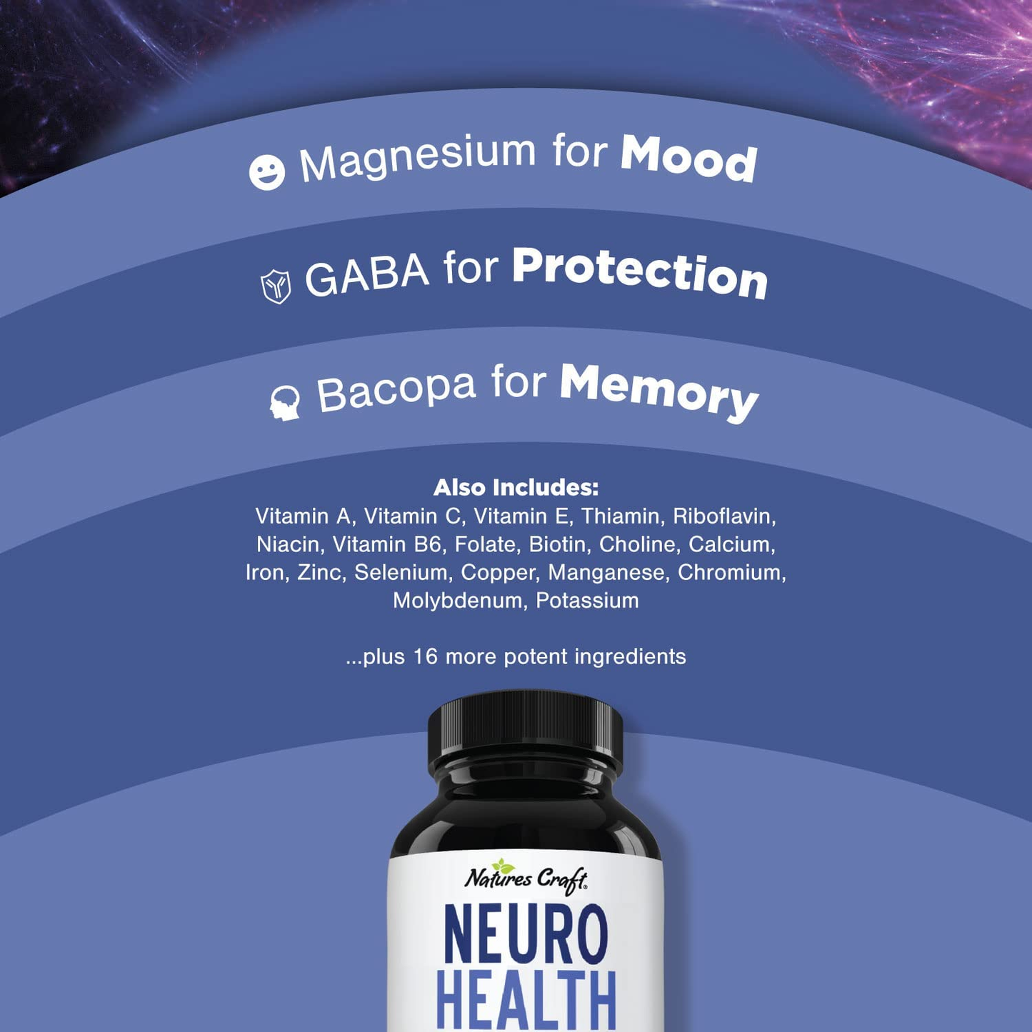 Nootropics Brain Support Supplement - Mental Focus Nootropic Memory Supplement for Brain Health with Energy and Focus Vitamins DMAE Bacopa and Phosphatidylserine - Brain Focus and Performance Blend