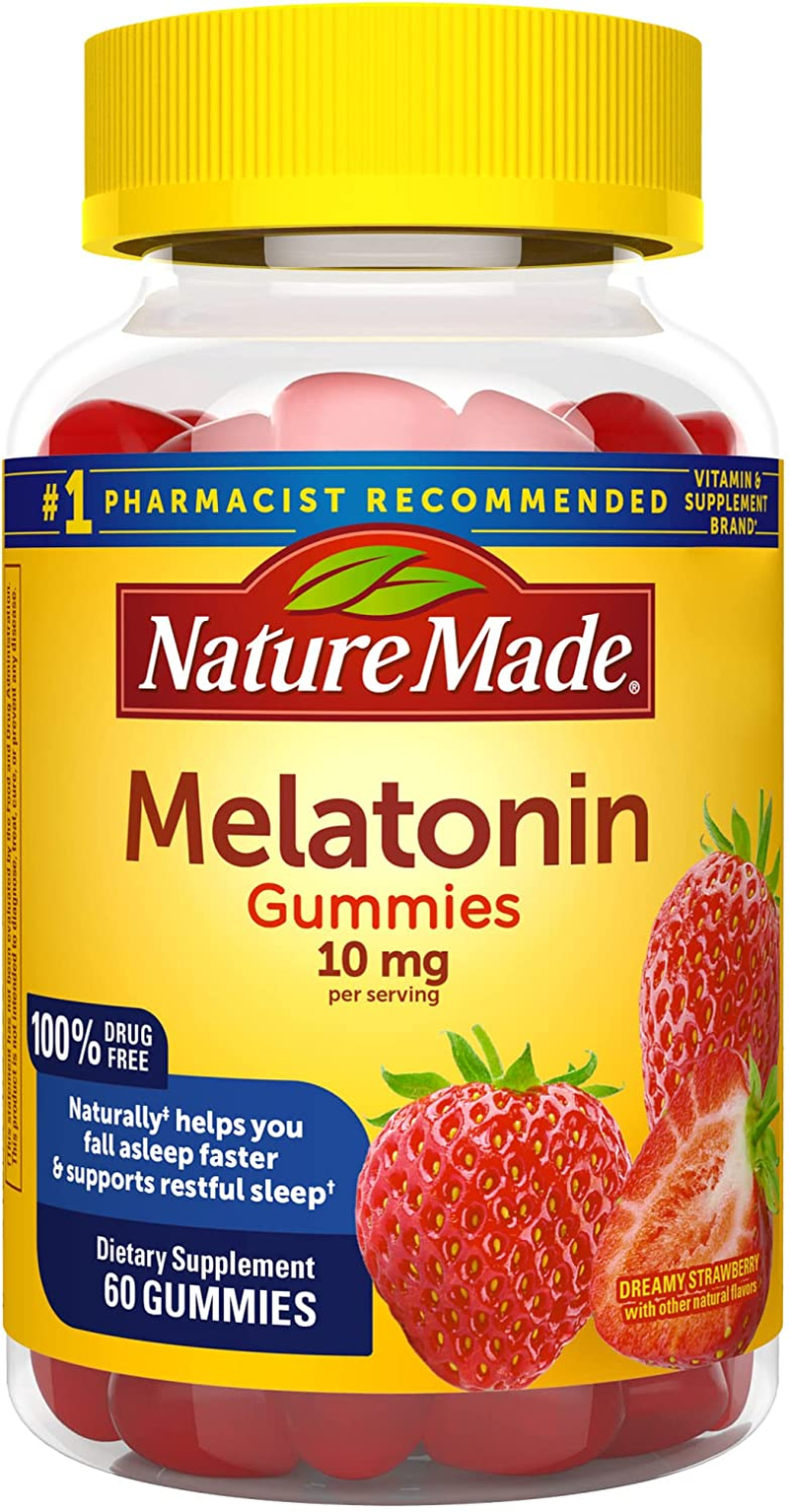 Melatonin 10 Mg, Restful Sleep Aid Supplement, Strawberry Flavor, 60 Gummies, 30 Day Supply