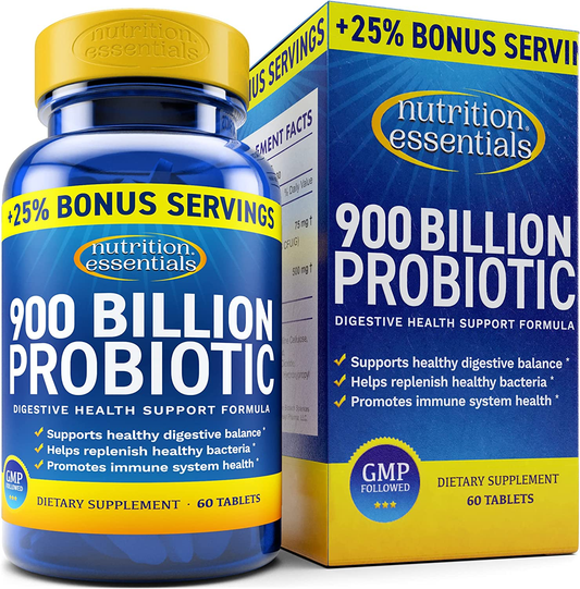 Probiotics for Women & Men - 900 Billion CFU Probiotics Digestive Health - 62% More Stable Probiotic Supplement for Gut Health Support - USA Made Natural Probiotics Formula Prebiotic Blend - 1 Pack