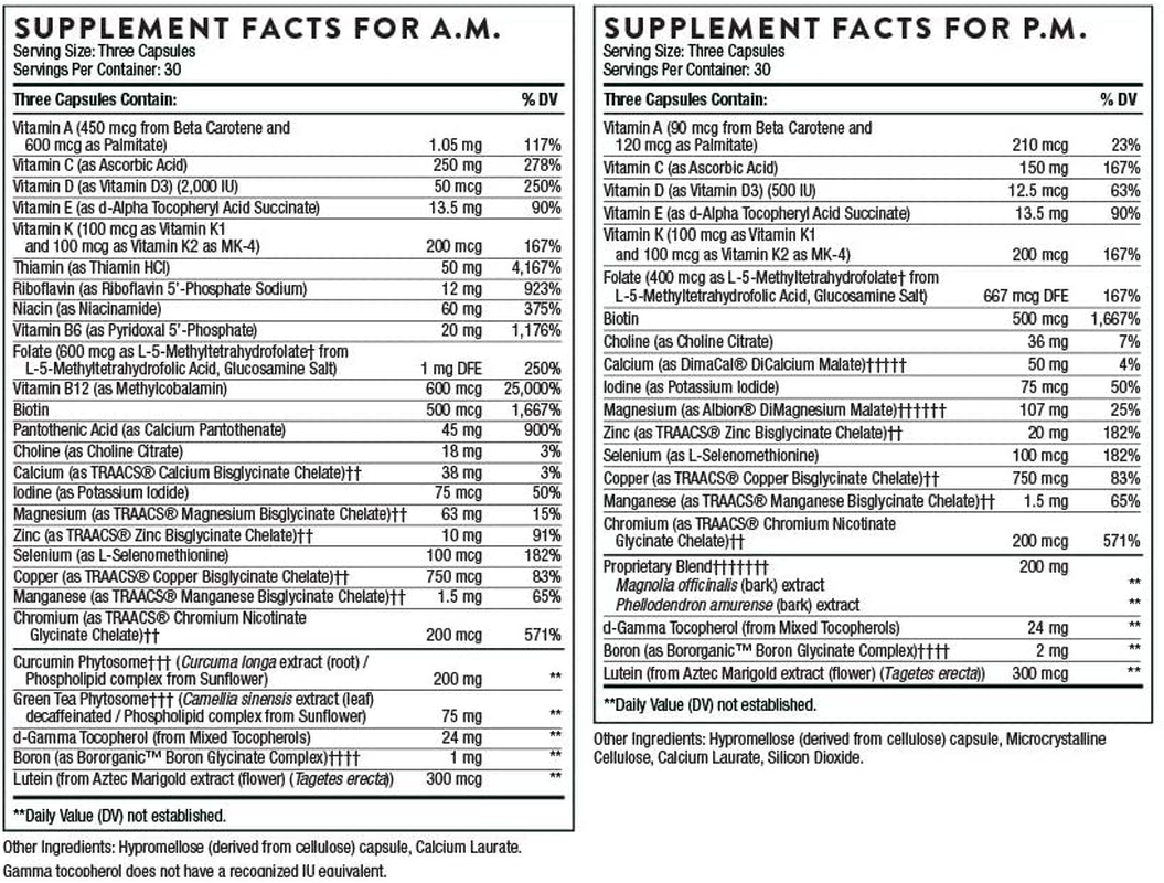 - Multi-Vitamin Elite - A.M. and P.M. Formula to Support a High-Performance Nutrition Program - 180 Capsules