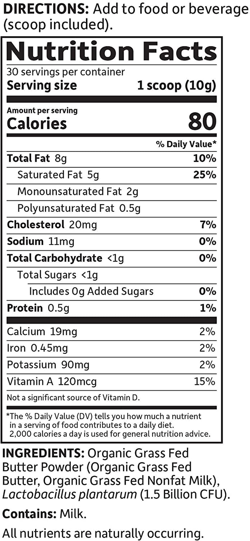 Dr. Formulated Keto Organic Grass Fed Butter Powder, 30 Servings, 8G Fat Mcts and CLA plus Probiotics - Non-Gmo, Gluten Free, Keto & Paleo, Best for Coffee, Shakes & Cooking, 10.58 Oz