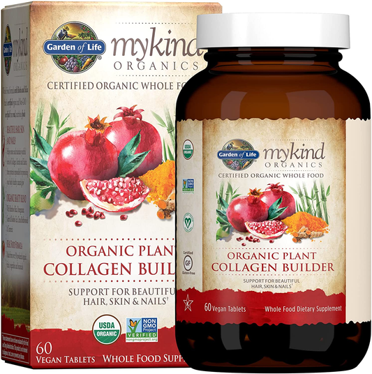 Vegan Collagen Builder - Mykind Organics Organic Plant Collagen Builder - Vegan Collagen Builder for Beautiful Hair, Skin and Nails, 60 Tablets, Collagen Support Supplements