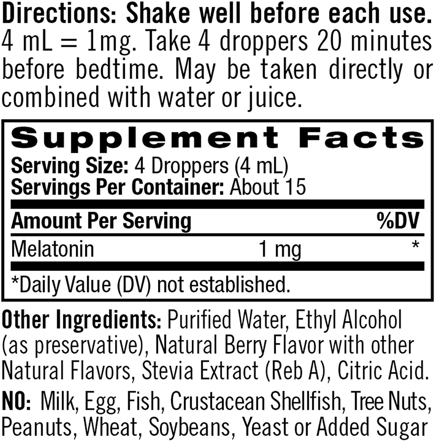 Liquid Melatonin Tincture, Helps You Fall Asleep Faster, Stay Asleep Longer, Faster Absorption, 100% Vegetarian, Berry Flavor, 1Mg, 2 Fl. Ounce Tincture Bottle