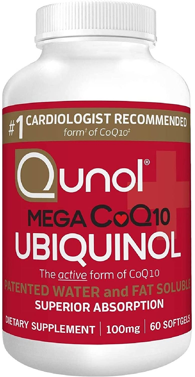 Mega Ubiquinol Coq10 100Mg, Superior Absorption, Patented Water and Fat Soluble Natural Supplement Form of C0Q10, Antioxidant for Heart Health, 60 Count (Pack of 1) Softgels