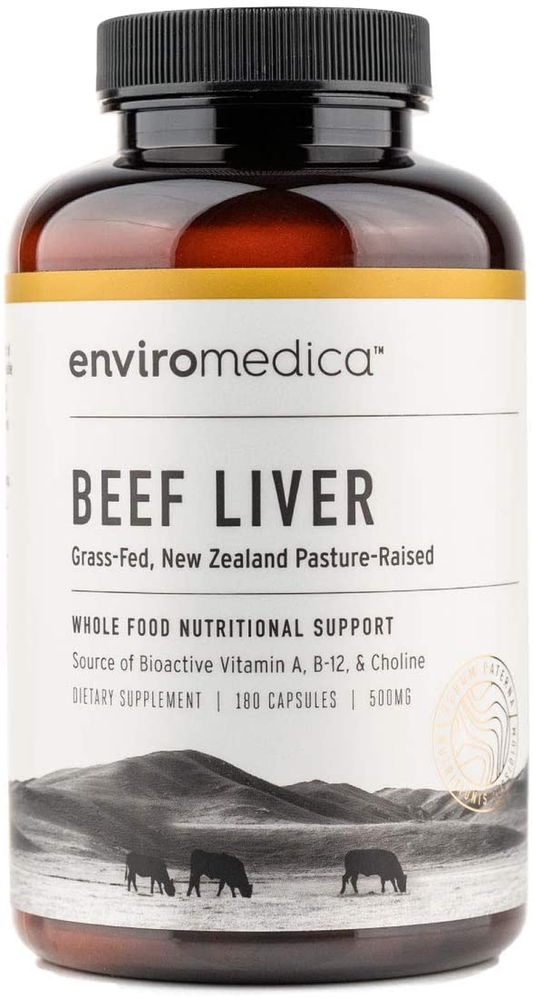 Freeze Dried Beef Liver Natural Energy Supplement Capsules of Pure Grass-Fed, Pastured, New Zealand Bovine with Preformed Vitamin a (180Ct)