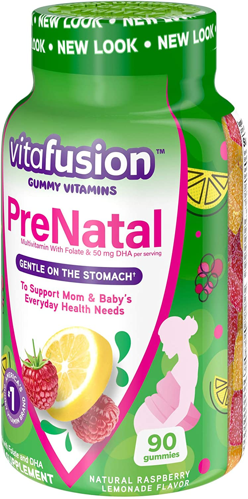 Prenatal Gummy Vitamins, Lemon & Raspberry Lemonade Flavored Pregnancy Vitamins for Women, 90 Count