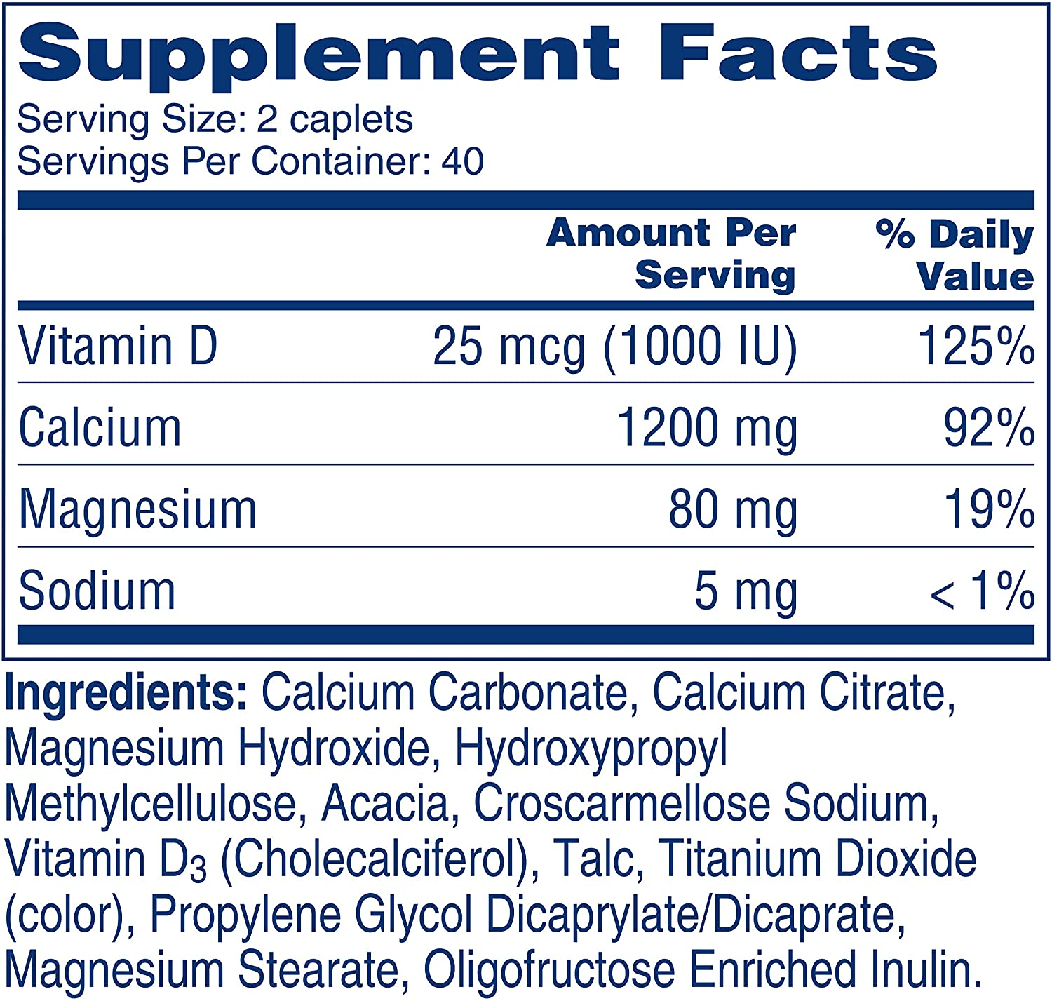 Slow Release 1200, 1200 Mg Calcium Citrate and Calcium Carbonate Blend with 1000 IU Vitamin D3, Bone Health Supplement for Adults, Once Daily Caplets, 80 Count