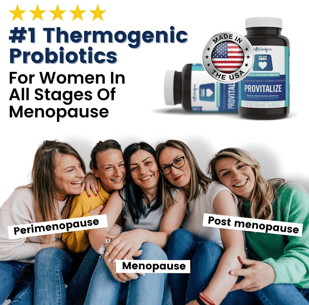 Original Provitalize | Natural Menopause Probiotics for Weight Gain, Hot Flashes, Night Sweats, Low Energy, Mood Swings, Gut Health. Unique Probiotics Formula