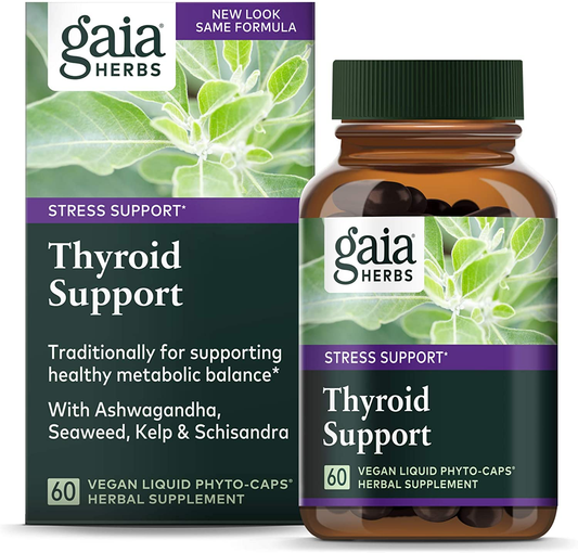 Thyroid Support - Made with Ashwagandha, Kelp, Brown Seaweed, and Schisandra to Support Healthy Metabolic Balance and Overall Well-Being - 60 Vegan Liquid Phyto-Capsules (20-Day Supply)